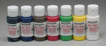 Badger Air-Tex Textile Airbrush Paint Set Primary (7) Airbrush Fabric Paint #1101