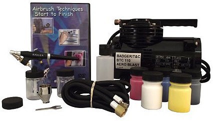 Badger Airbrush Starter Set #350 with Compressor Hobby and Model Airbrush Set #314sswc