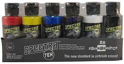 Badger Spectra-Tex: 6 Color Primary Set Hobby and Model Acrylic Paint Set #55ps