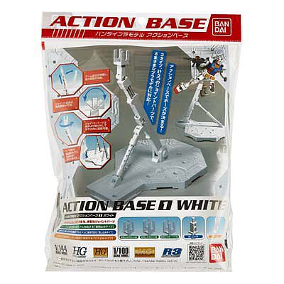 Bandai White Display Stand Action Base 1 Box/10 Plastic Model Display Case 1/100 Scale #148217