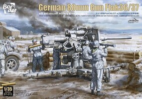 Border German 88mm Flak 36/37 Gun w/6 Artillery Crew Plastic Model Tank Kit 1/35 Scale #bt13