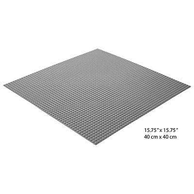 Brictek Grey Baseplate 15.625x15.625 Building Block Set #19002