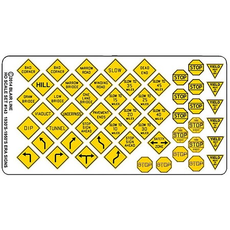 Blair-Line Vintage Highway Warning Signs N Scale Model Railroad Roadway Signs #043
