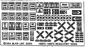 Blair-Line Highway Signs Regulatory Signs #1 1950s-Present HO Scale Model Railroad Roadway Accessory #102