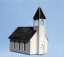 Blair-Line Wood Frame Church (4-7/8 x 3 x 6-1/2'') HO Scale Model Railroad Building #169