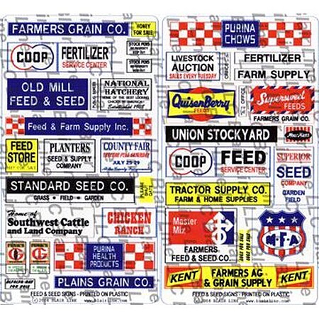 Blair-Line Feed & seed store signs (2) N Scale Model Railroad Building Signs #57