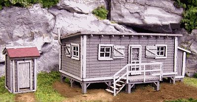 Blair-Line-Signs Joes Cabin & Outhouse Building Kit HO Scale Model Railroad Building #2000