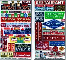 Blair-Line-Signs Restaurant & Cafe Storefront Signs (2) N Scale Model Railroad Billboard Sign #36