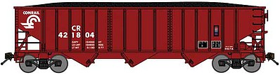 Bluford 70-Ton 3-Bay 14-Panel Hopper w/Load - Ready to Run Conrail (Boxcar Red) - N-Scale