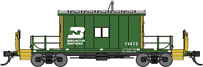 Bluford Steel Transfer Caboose w/Short Roof - Ready to Run Burlington Northern 11473 (Cascade Green, yellow, white) - N-Scale