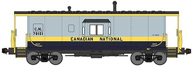 Bluford International Car Half-Bay Window Caboose - Ready to Run Canadian National 79101 (Ex-NAR, gray, yellow, black) - N-Scale