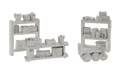 Bar-Mills Assorted Shelving & Storage - Unpainted HO Scale Model Railroad Building Accessory #208