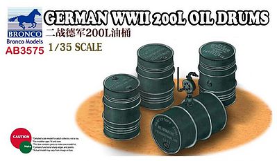 Bronco German WWII 200L Oil Drums Plastic Model Military Diorama 1/35 Scale #3575
