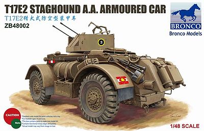 Bronco T17E2 Staghound Armoured Plastic Model Armored Car Kit 1/48 Scale #48002