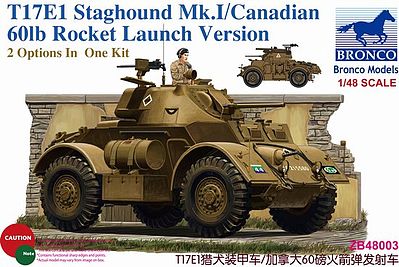 Bronco T17E1 Staghound Mk.I Plastic Model Armored Car Kit 1/48 Scale #48003