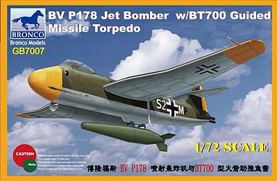 Bronco Blohm & Voss BV P178 Jet Bomber with BT700 Plastic Model Airplane Kit 1/72 Scale #gb7007