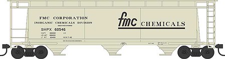 Bowser Cylindrical Hopper FMC Chemicals #60551 N Scale Model Train Freight Car #38142
