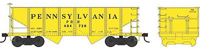 Bowser PRR Class GLa 2-Bay Open Hopper - Ready to Run Pennsylvania Railroad 494739 (MOW yellow, Spelled-Out Roadname)