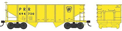 Bowser PRR Class GLa 2-Bay Open Hopper - Ready to Run Pennsylvania Railroad 494720 (MOW yellow, Simplified, Keystone Logo)