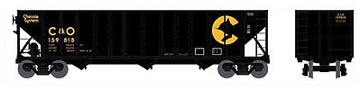 Bowser 100-Ton 3-Bay Open Hopper Chessie System C&O #159730 HO Scale Model Train Freight Car #42148