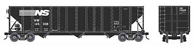 Bowser 100-Ton 3-Bay Open Hopper Norfolk Southern N&W #145122 HO Scale Model Train Freight Car #42178