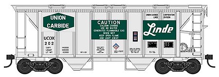 Bowser 70 ton 2-Bay Covered Hopper Union Carbide Linde #210 HO Scale Model Train Freight Car #42773