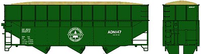 Bowser 70-Ton Offset Wood Chip Hopper w/Ribbed-Side Extensions - Kit Ashley, Drew & Northern #173 (green, white)