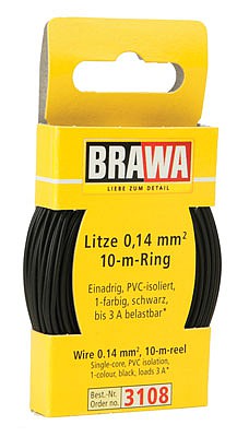 Brawa (bulk of 10) #24 Wire coil Black (33) Model Railroad Hook Up Wire #3108