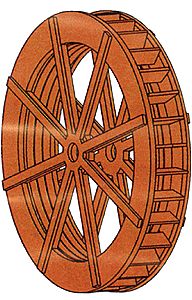 Branchline Grist Mill Water Wheel - Kit (Laser-Cut Wood) HO Scale Model Railroad Building #788