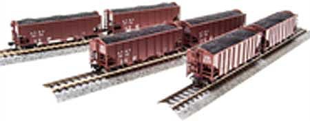Broadway 3-Bay Hopper ATSF Oxide Red (6) HO Scale Model Train Freight Car Set #5628