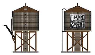 Broadway Operating Water Tower with sound and Western Pacific O Scale Model Railroad Building #6147