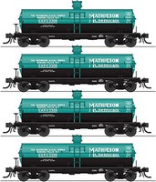 Broadway 6,000 gallon Tank Mathieson 4 pack HO Scale Model Train Freight Car Set #6175