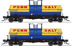 Broadway 6,000 gallon Tank Car Penn Salt 2 pack HO Scale Model Train Freight Car #6466
