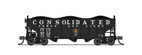 Broadway 3-Bay Hopper car Consolidated Power & Light pack A (2) N Scale Model Train Freight Car #7160