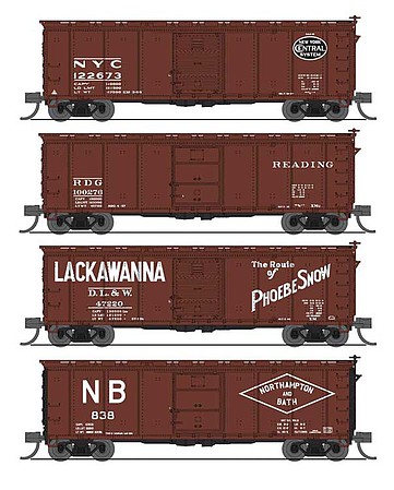 Broadway 40 Steel Boxcar 4 pack C Variety Set NYC, RDG, DLW, NB N Scale Model Train Freight Car #7272