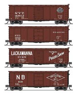 Broadway 40' Steel Boxcar 4 pack D Variety Set NYC, RDG, DLW, NB N Scale Model Train Freight Car #7273