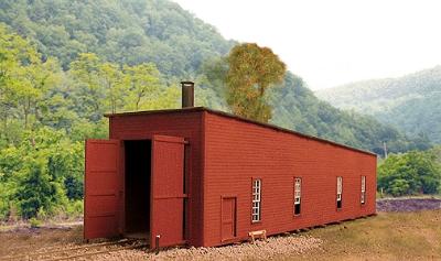 BTS Single-Stall Switcher Shed - 2-13/16 x 9-5/8 HO Scale Model Railroad Building #27502