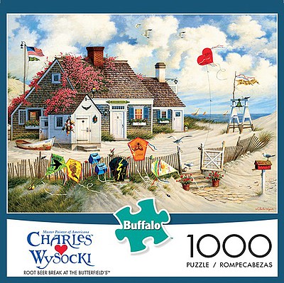 Buffalo-Games Charles Wysocki- Root Beer Break at the Butterfield’s Puzzle (Cottage, Beach, Kites) (1000pc)