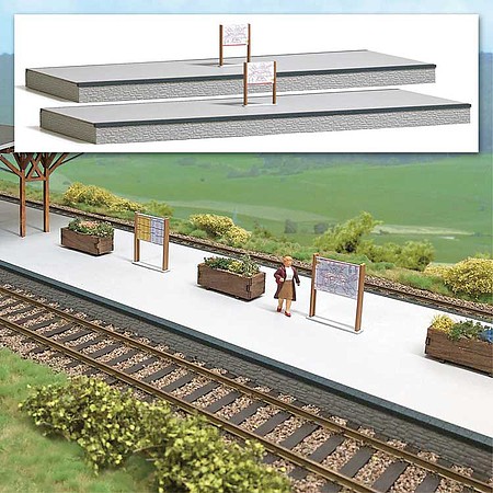 Busch Train Station Platforms (2) O Scale Model Railroad Building Accessory #10003
