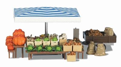 Busch Vegetable Stand - Kit - HO Scale Model Railroad Building Accessory #1070