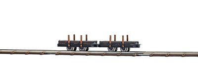Busch Flatcar w/Wood Deck & Stakes Feldbahn (2) HO Scale Model Train Freight Car #12210