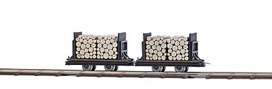 Busch Flatcar w/Pulpwood Load Feldbahn - Black (2) HO Scale Model Train Freight Car #12211