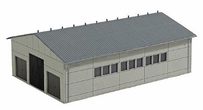Busch Concrete Cow Barn - Kit - 6-7/8 x 4-7/8 x 2-3/8 HO Scale Model Railroad Building #1410