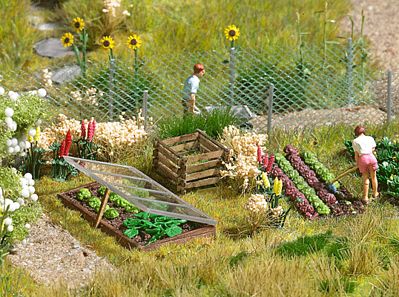 Busch 2 Wooden Raised Beds & Compost Bin HO Scale Model Railroad Building Accessory #1523