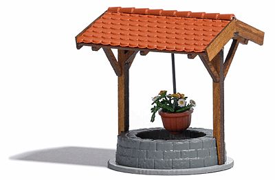 Busch Covered Well w/Flowers - Kit HO Scale Model Railroad Building Accessory #1524