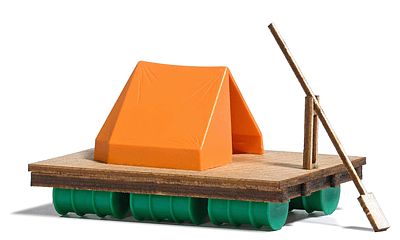 Busch Wood Raft w/Paddle & Tent - Kit HO Scale Model Railroad Scenery #1564