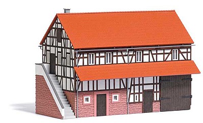 Busch Half-Timber Barn HO Scale Model Railroad Building Kit #1654