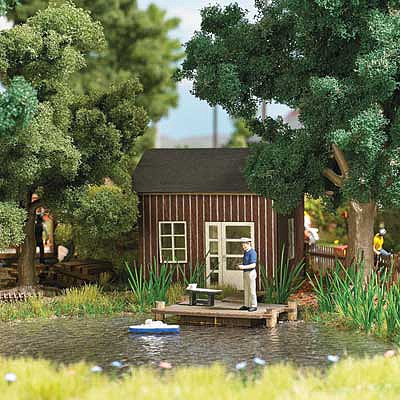 Busch Animated Model Boat - Kit Small Pier, Figure, Boat, Below-Layout Drive 14-16 V