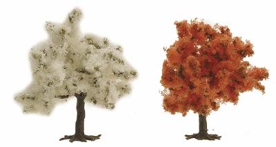 Busch Trees - Red Tree - 75mm - Package of 2 HO Scale Model Railroad Tree #6843