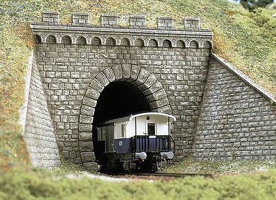 Busch Tunnel Portals w/Wings - Single Track HO Scale Model Railroad Scenery #7022